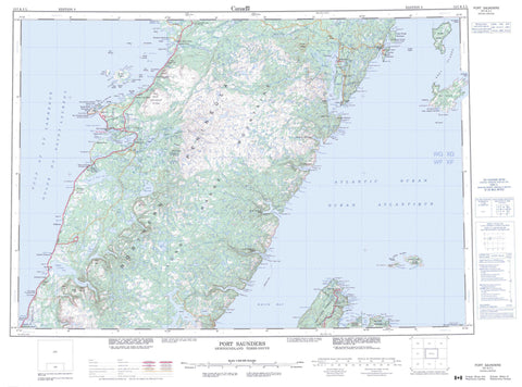 012I Port Saunders Canadian topographic map, 1:250,000 scale