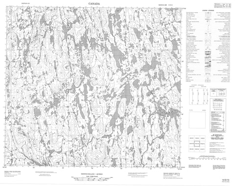 014D13 No Title Canadian topographic map, 1:50,000 scale