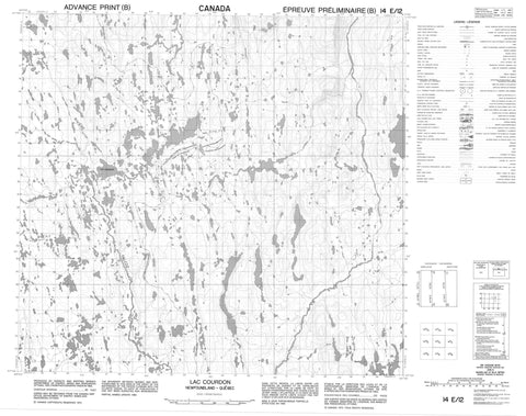 014E12 Lac Courdon Canadian topographic map, 1:50,000 scale