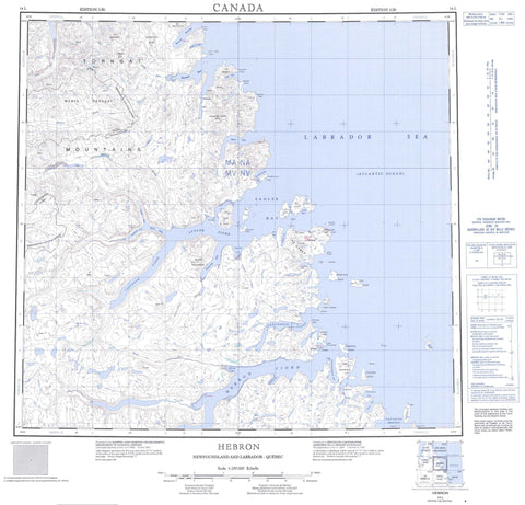 014L Hebron Canadian topographic map, 1:250,000 scale