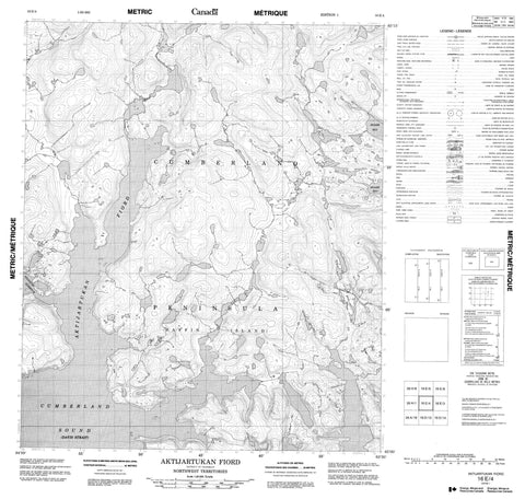 016E04 Aktijartukan Fiord Canadian topographic map, 1:50,000 scale