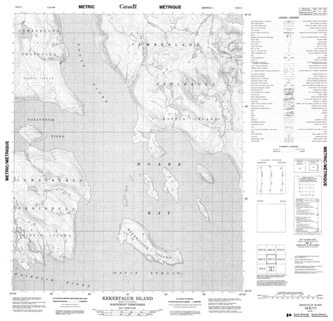 016E11 Kekertaluk Island Canadian topographic map, 1:50,000 scale