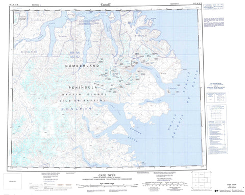 016L Cape Dyer Canadian topographic map, 1:250,000 scale