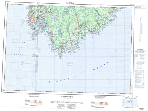 020P Shelburne Canadian topographic map, 1:250,000 scale