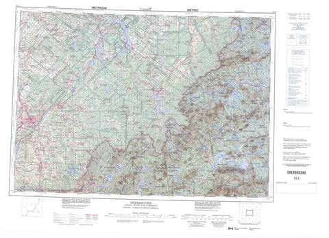 021E Sherbrooke Canadian topographic map, 1:250,000 scale