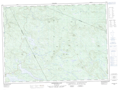 021O02 Serpentine Lake Canadian topographic map, 1:50,000 scale