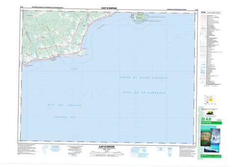 022A08 Cap D Espoir Canadian topographic map, 1:50,000 scale