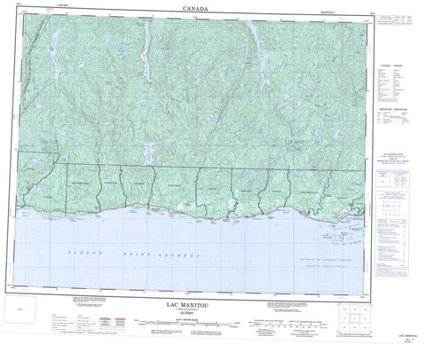 022I Lac Manitou Canadian topographic map, 1:250,000 scale
