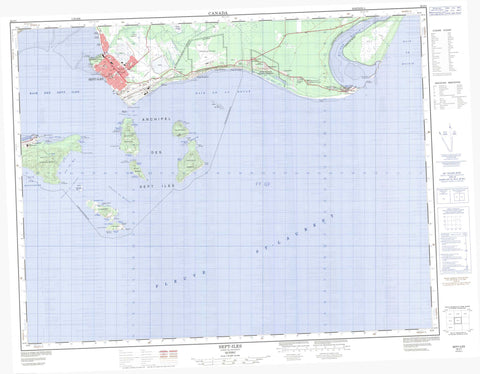 022J01 Sept Iles Canadian topographic map, 1:50,000 scale