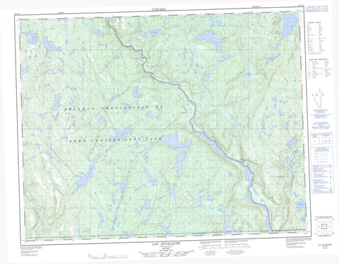 022J10 Lac Attacaupe Canadian topographic map, 1:50,000 scale