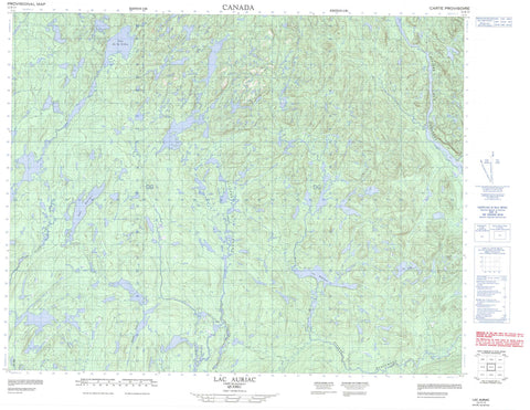 022K13 Lac Auriac Canadian topographic map, 1:50,000 scale