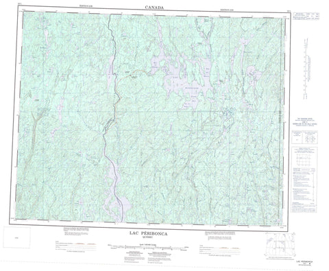 022L Lac Peribonca Canadian topographic map, 1:250,000 scale