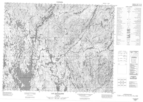 022M07 Lac Piacouadie Canadian topographic map, 1:50,000 scale