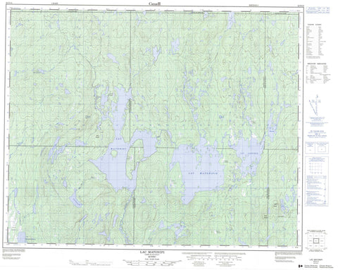 022N13 Lac Matonipi Canadian topographic map, 1:50,000 scale