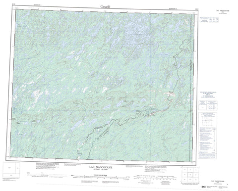 023D Lac Naococane Canadian topographic map, 1:250,000 scale