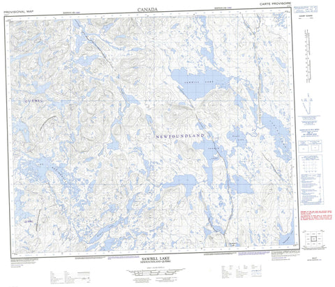 023G07 Sawbill Lake Canadian topographic map, 1:50,000 scale