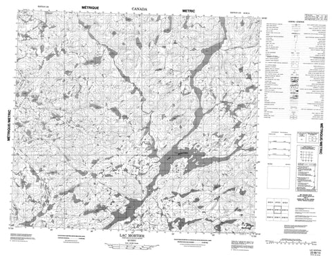 023M14 Lac Mortier Canadian topographic map, 1:50,000 scale