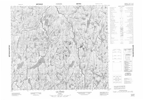 023N01 Lac Weeks Canadian topographic map, 1:50,000 scale