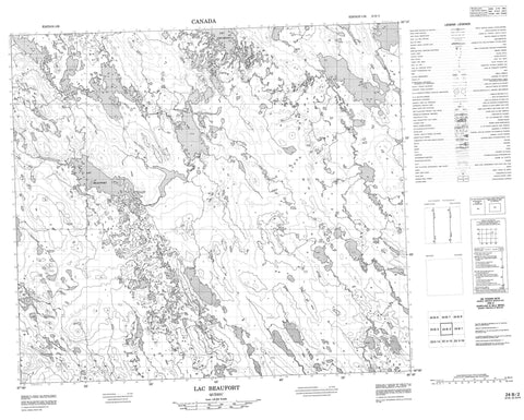 024B02 Lac Beaufort Canadian topographic map, 1:50,000 scale