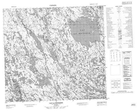 024G07 Lac La Moinerie Canadian topographic map, 1:50,000 scale