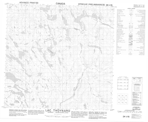 024I15 Lac Thoynard Canadian topographic map, 1:50,000 scale