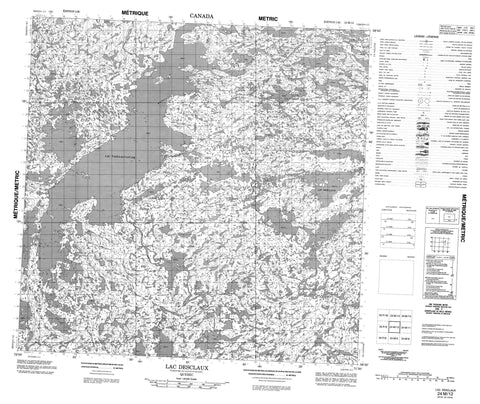 024M12 Lac Desclaux Canadian topographic map, 1:50,000 scale