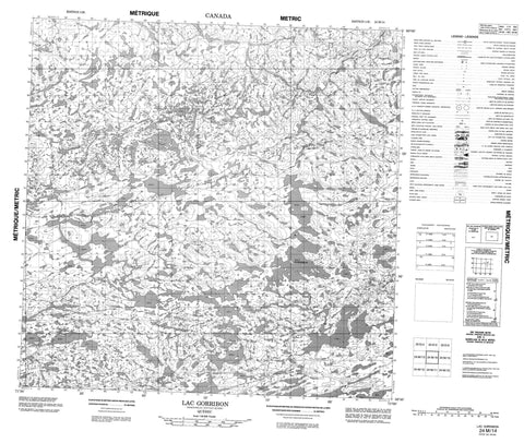 024M14 Lac Gorribon Canadian topographic map, 1:50,000 scale