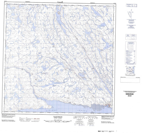 025D01 Kangirsuk Canadian topographic map, 1:50,000 scale