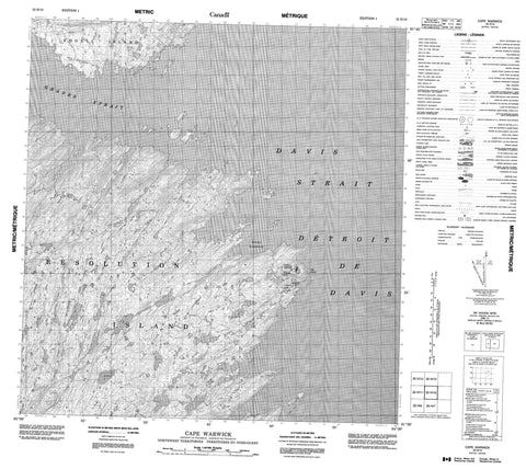 025H10 Cape Warwick Canadian topographic map, 1:50,000 scale