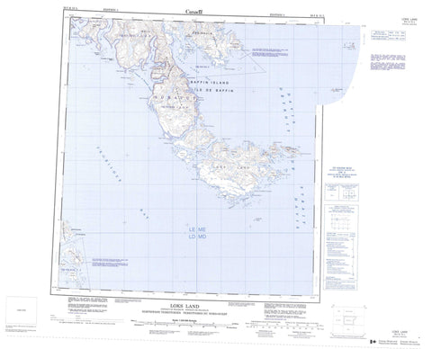 025I Loks Land Canadian topographic map, 1:250,000 scale