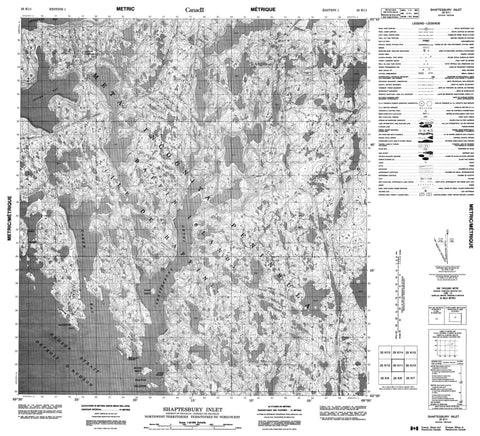 025K11 Shaftesbury Inlet Canadian topographic map, 1:50,000 scale