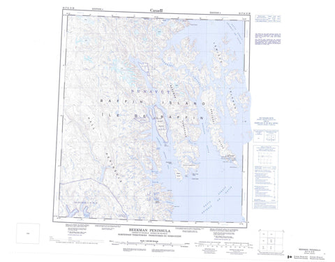 025P Beekman Peninsula Canadian topographic map, 1:250,000 scale