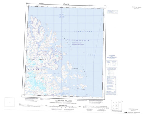 026A Leybourne Islands Canadian topographic map, 1:250,000 scale