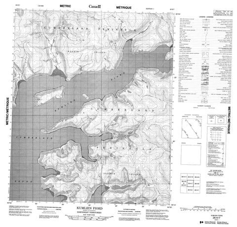 026H07 Kumlien Fiord Canadian topographic map, 1:50,000 scale