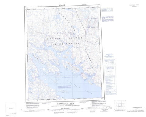 026J Clearwater Fiord Canadian topographic map, 1:250,000 scale