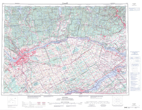 031G Ottawa Canadian topographic map, 1:250,000 scale