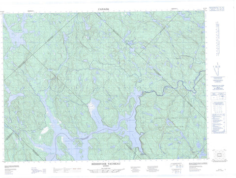 031I13 Reservoir Taureau Canadian topographic map, 1:50,000 scale