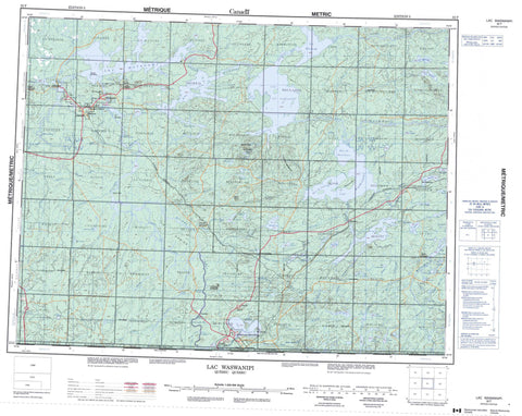 032F Lac Waswanipi Canadian topographic map, 1:250,000 scale