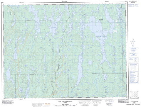 032G01 Lac Poutrincourt Canadian topographic map, 1:50,000 scale