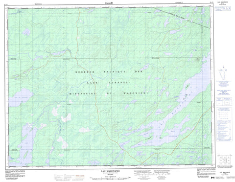 032J01 Lac Waconichi Canadian topographic map, 1:50,000 scale