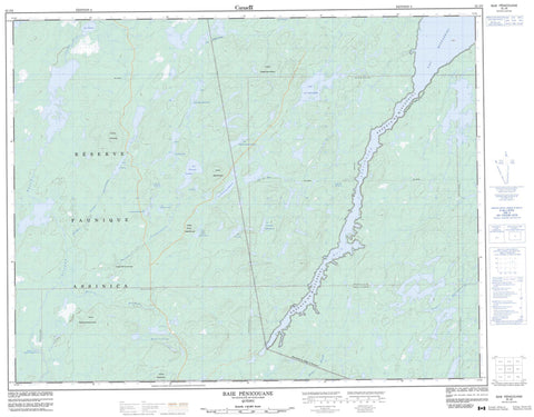 032J08 Baie Penicouane Canadian topographic map, 1:50,000 scale