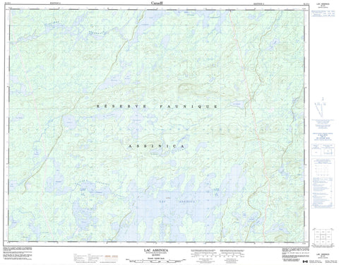 032J11 Lac Assinica Canadian topographic map, 1:50,000 scale