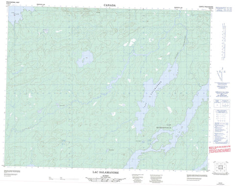 032K10 Lac Salamandre Canadian topographic map, 1:50,000 scale