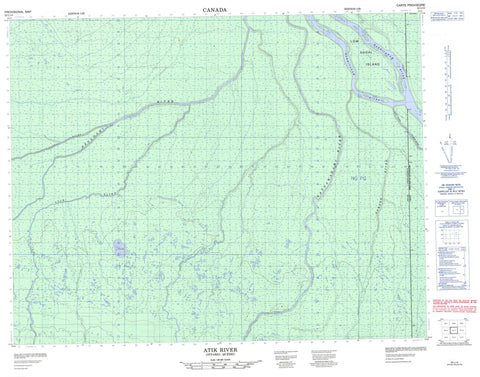 032L13 Atik River Canadian topographic map, 1:50,000 scale