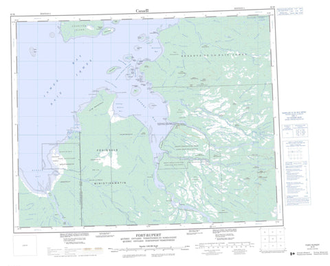 032M Fort Rupert Canadian topographic map, 1:250,000 scale