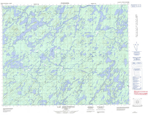 032O01 Lac Miskittenau Canadian topographic map, 1:50,000 scale