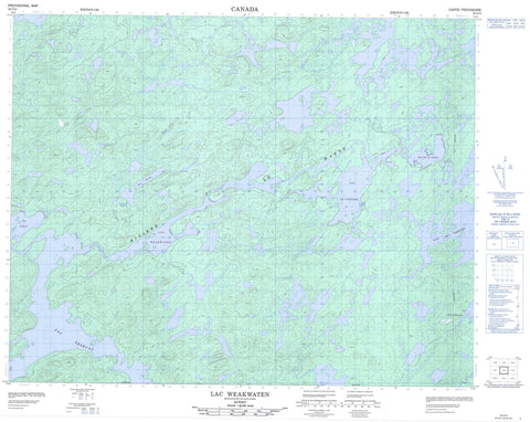 032O04 Lac Weakwaten Canadian topographic map, 1:50,000 scale