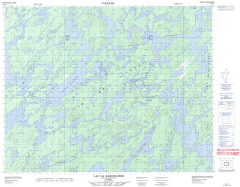 032O07 Lac La Bardeliere Canadian topographic map, 1:50,000 scale