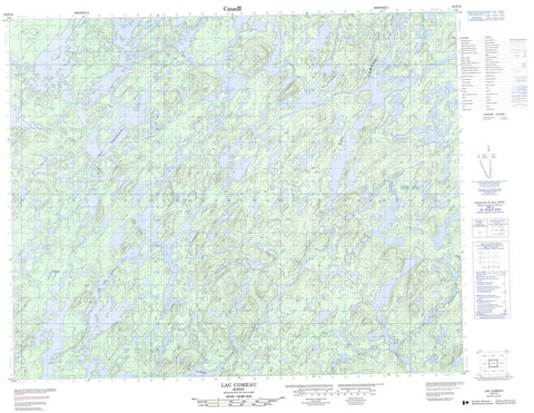 032P12 Lac Comeau Canadian topographic map, 1:50,000 scale