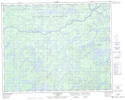 032P13 Lac Michaux Canadian topographic map, 1:50,000 scale